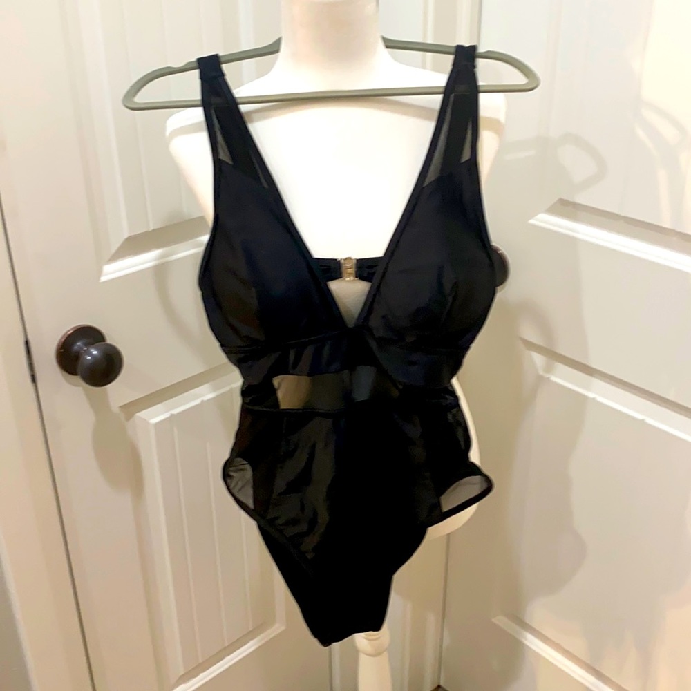 TWO BLACK ONE PIECE SWIMSUITS